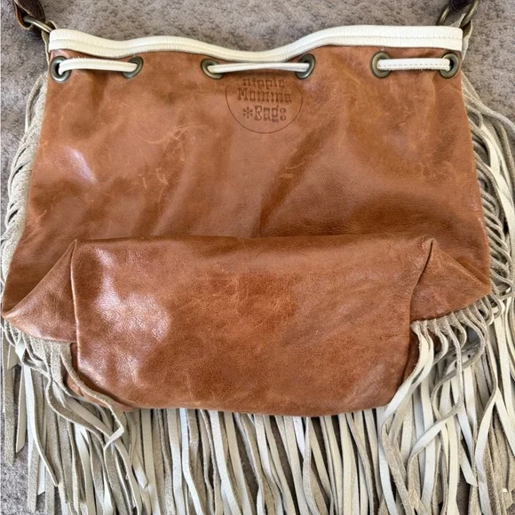 Boho Chic Fringed Leather and Suede Hobo Bag - Picture 5 of 6